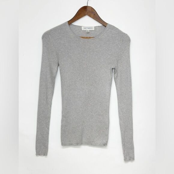 Mott & Bow Long Sleeve Ribbed Sweater Gray Anthropologie Size Extra Small - Picture 1 of 5